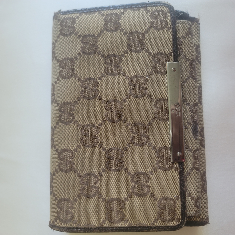 Gucci Brown and Silver Monogram Card Holder